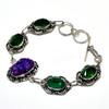 Titanium Druzy Diopside Gemstone 925 Silver Plated Jewelry Bracelet 6-8"