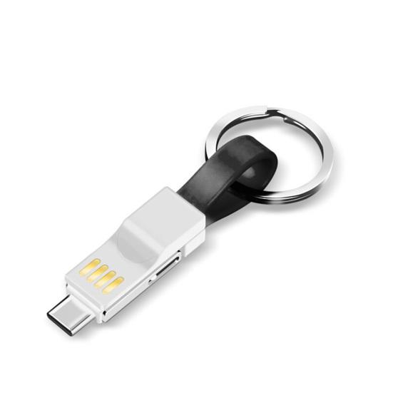 Магнитный брелок 3 в 1, кабель для зарядки данных Micro USB Type-C для iPhone Android