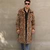 Men Faux Fur Jacket Coat Winter Thick Leopard Long Sleeve Warm Coats Shaggy Outerwear Fur Jacket Jackets Mens