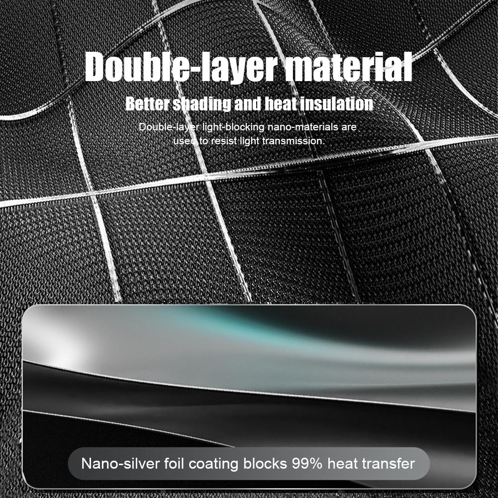 70*140cm Car Windshield Shade Universal Front Windscreen Sun Shade Sun Protection Double-Layer Window Cover Collapsible for Auto With Storage Bag