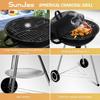 SunJas Barbecue a Charbon Rond, BBQ Mobile Barbecue Grill Portable De Jardin, Avec Couvercle Et 2 Roues - 46 44 70cm