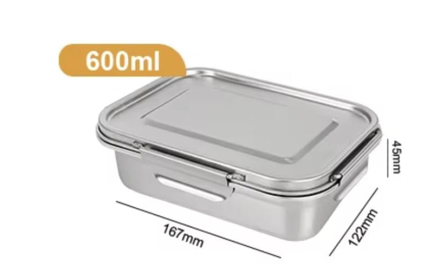 This stylish, microwave-safe, dishwasher-safe stainless steel lunch box is perfect for adults, middle and high school students. Its large capacity