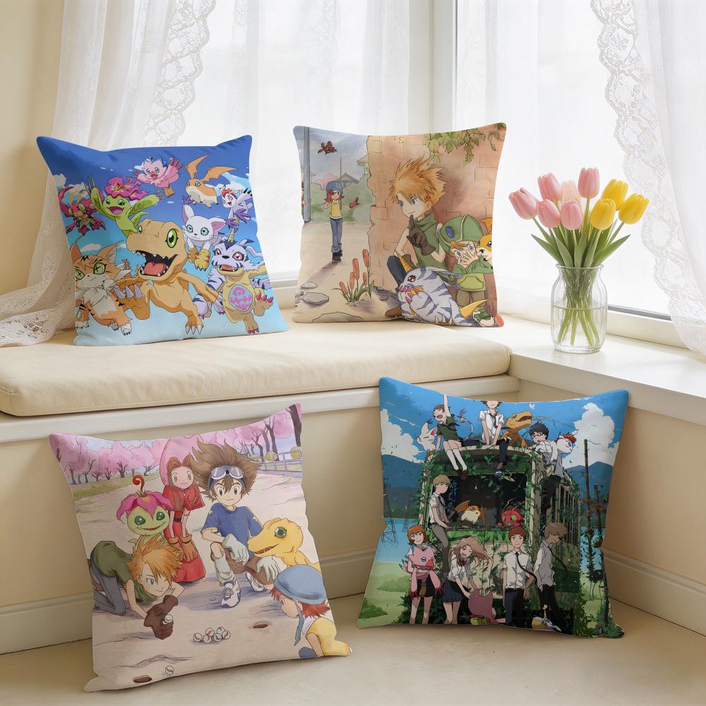 Anime DDigimon AAdventure Cushion Cover Square Short Plush Pillow Case Living Room Sofa Home Decor Funda X