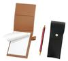 Мини-обложка для блокнота из переработанной коровьей кожи Мокко с круглым кнопочным пеналом черного цвета NQ25 стандартного размера металлическая ручка-автомат с двойным анодированным кольцом и шариковой ручкой