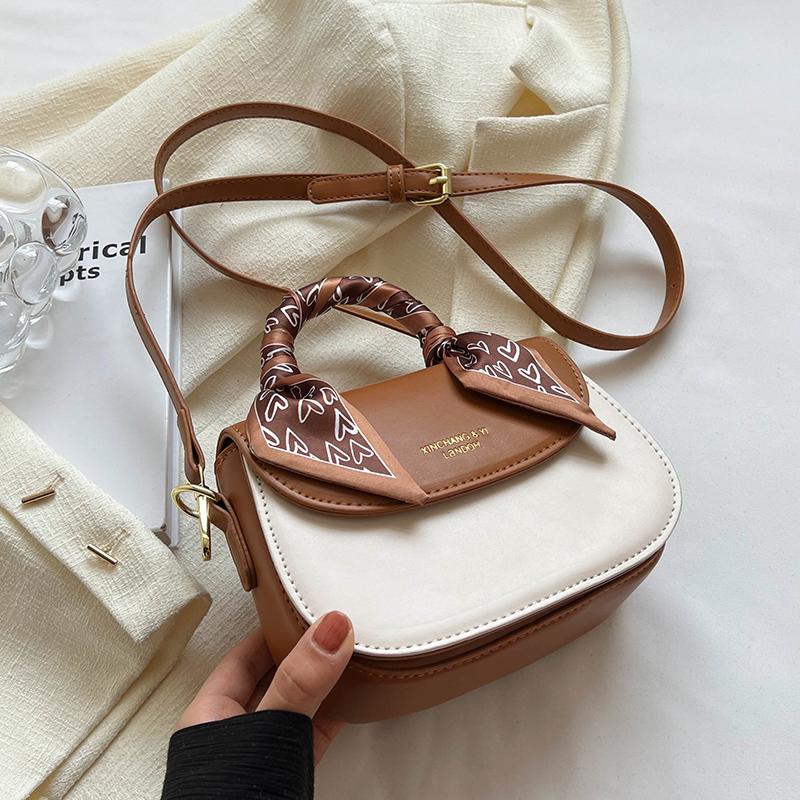 Женская сумка через плечо с шарфами, декором, контрастным цветным клапаном, женская маленькая сумочка, корейская модная тенденция, женская сумка через плечо, новая