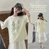 Girls' summer short sleeved Korean cute and stylish lace shawl cartoon printed T-shirt