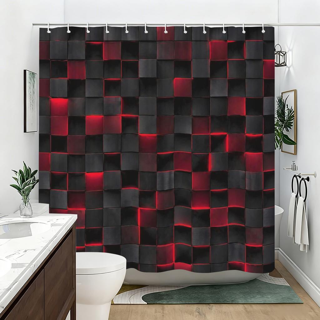 Stylish Printed Polyester Shower Curtain Modern Waterproof Bath Partition for Bathroom Decor