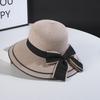 Fashion Outdoor Spring and Summer Woven Straw Hat Women's Versatile Beach Big Edge Bow Sun Shield Hat NobleStyle Sun Shield Ha