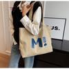 Холщовая сумка большой вместимости ins 2025 новая модная простая сумка-тоут с надписью универсальная сумка через плечо