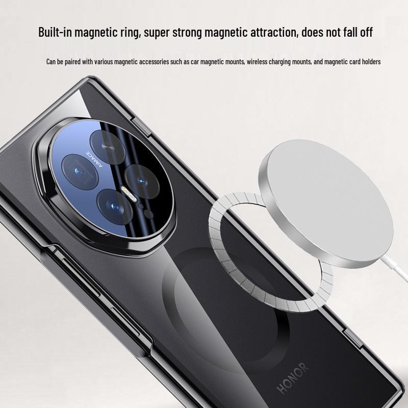 Совместимый чехол для складного телефона Honor Magic V6: Прозрачный Магнитный Заряд, Полное Покрытие, Защита от Падений.