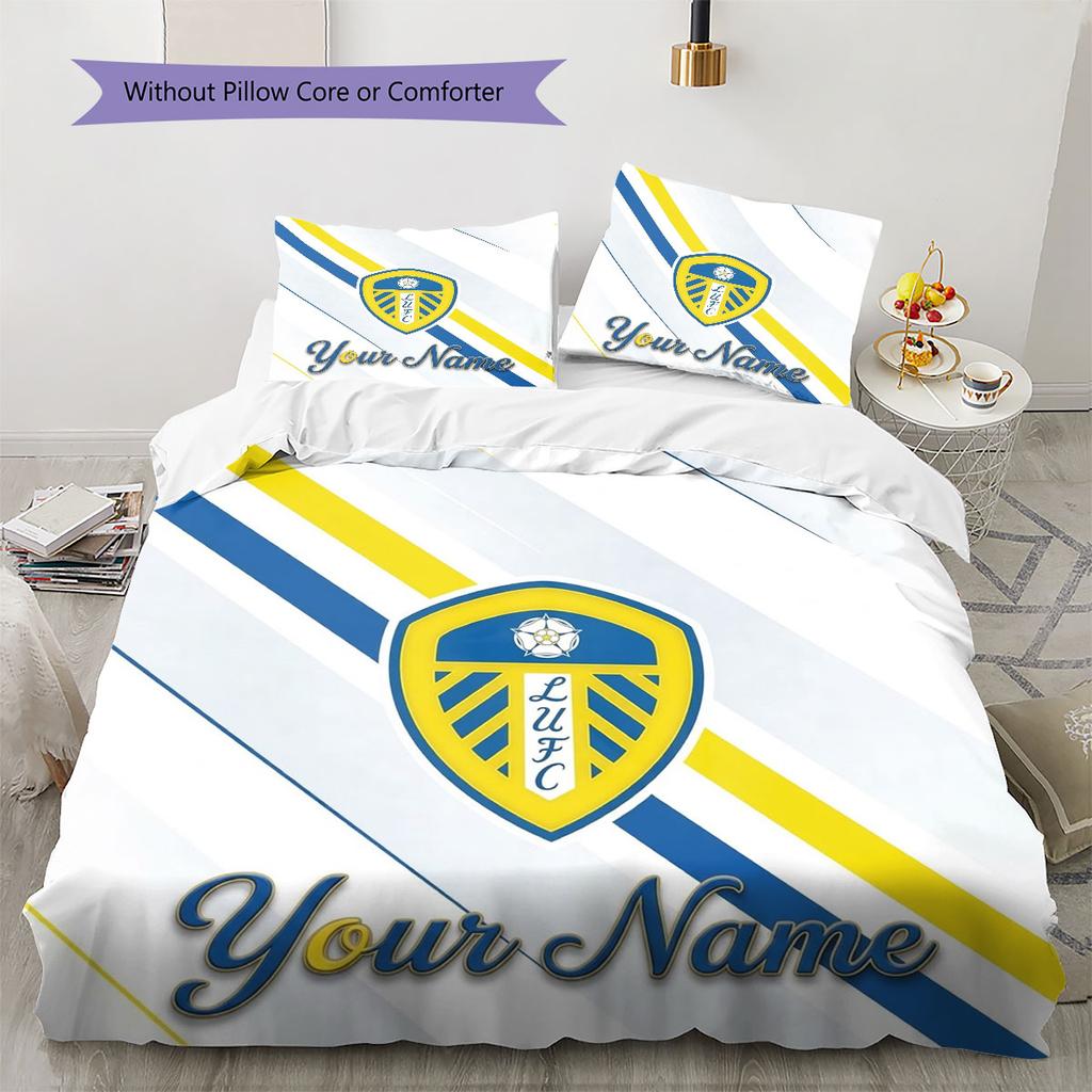 Leeds United Custom Name Pattern Bedding,Quilt Set Quilt Cover Pillowcase Home Birthday Gift(1 * duvet cover + 2 * pillowcase, without core)