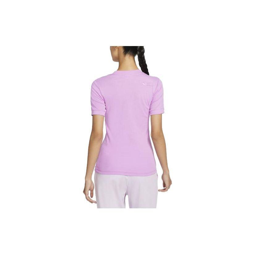 Nike Sportswear Solid Knot Short Sleeve T-Shirt Women Tops Impact-Purple DV8217-532