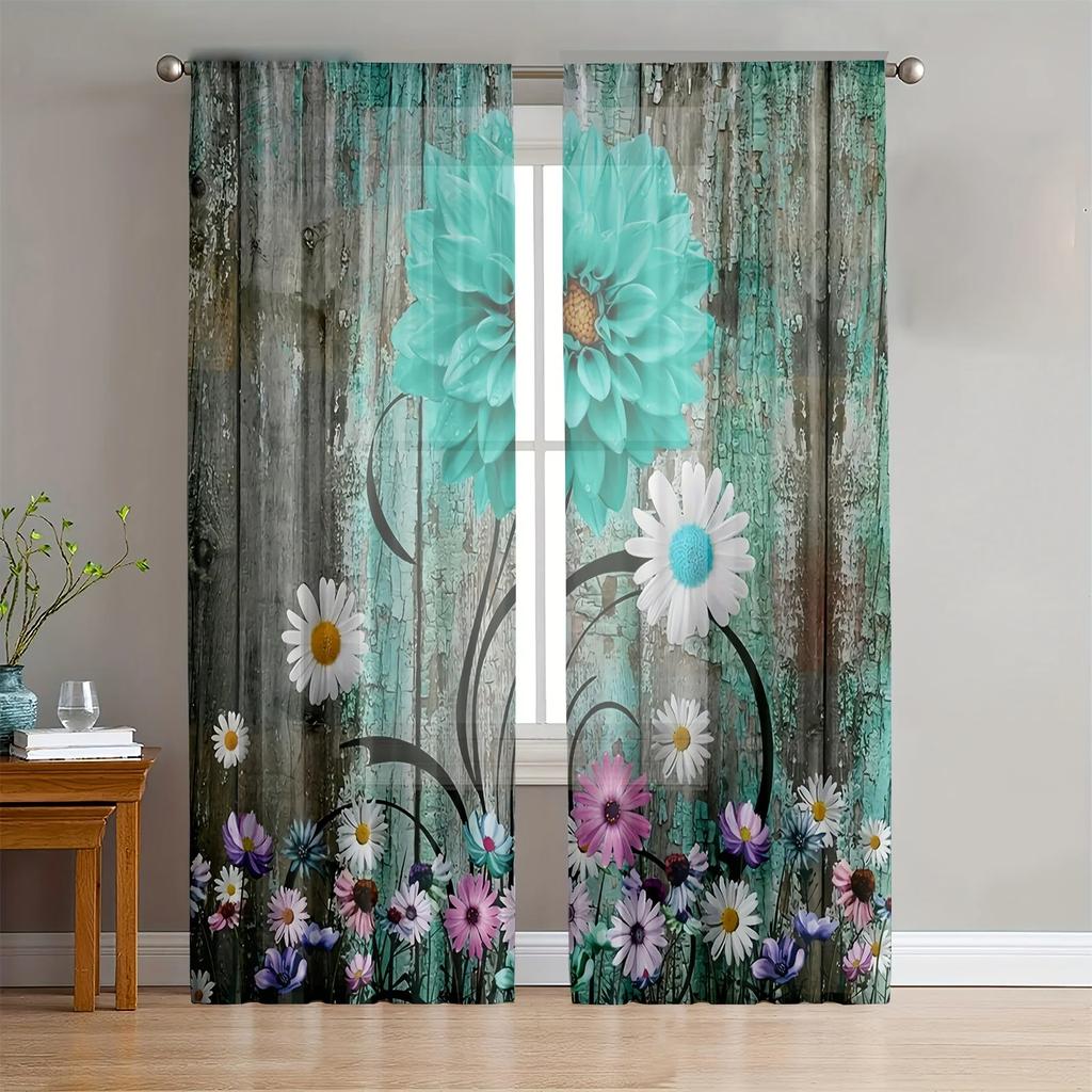 2 шт. Винтажные деревянные планки с принтом, занавески для окон для спальни, гостиной, карманные шторы для окон, домашний декор