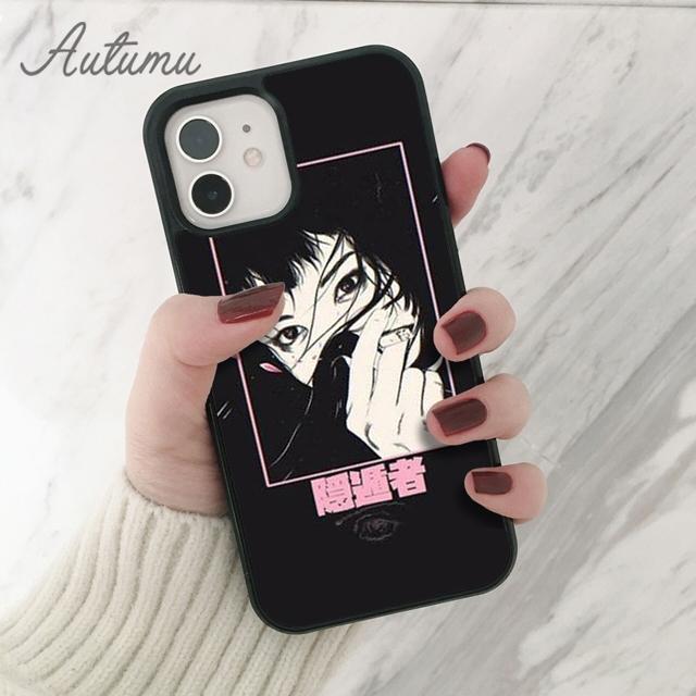 Грустный японский аниме эстетический чехол для телефона iPhone 11 12 13 14 Pro Max mini X XR XS SE 2020 6S 7 8 Plus Galaxy S21 S22 shell