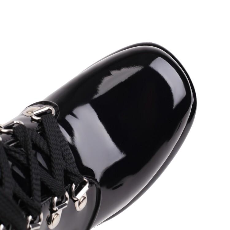 Ярко-желтые лакированные ботильоны для женщин на шнуровке, белые ботильоны на высоком каблуке, женские туфли большого размера 48