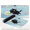 Cute Black Cat Cartoon XL Gaming Mouse Pad Non-Slip Rubber Overlocked Deskmat Winter Snow Water Scenery Keyboard Game Table Mats