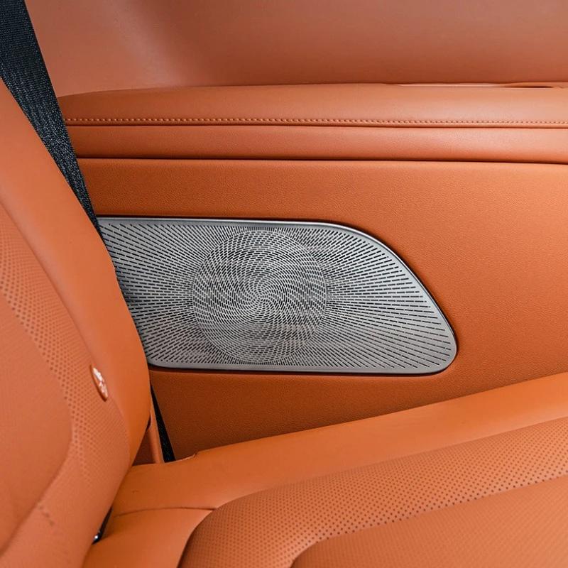 For AITO M9 Six Seat Three Row Car Door Horn Protective Cover Stainless Steel Audio Decoration Dust Cover Interior Modification