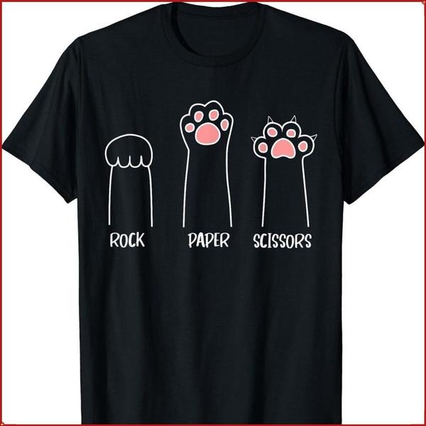 Cute Cat Paw Graphic Rock Paper Scissors Hand Game Novelty Funny Adult Unisex T-shirt Gift