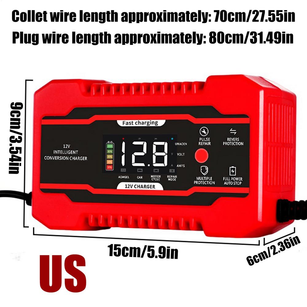 Зарядное устройство для аккумулятора 12 В 12V6A Автоматическое интеллектуальное зарядное устройство Оборудование для ремонта и обслуживания транспортных средств для грузовиков, легковых автомобилей, внедорожников
