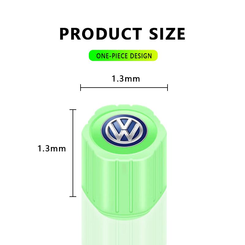 ZDFVU1 4Pcs Car Tire Valve Caps Luminous Valve Stem Caps Car Styling for VW CC Golf 6 7 GTI Tiguan Passat B5 B6 B7 Jetta