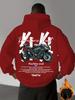 Locomotive Sports Car Combination Printed Hooded Sweater Loose Motorcycle Lovers Men's and Women's Jacket