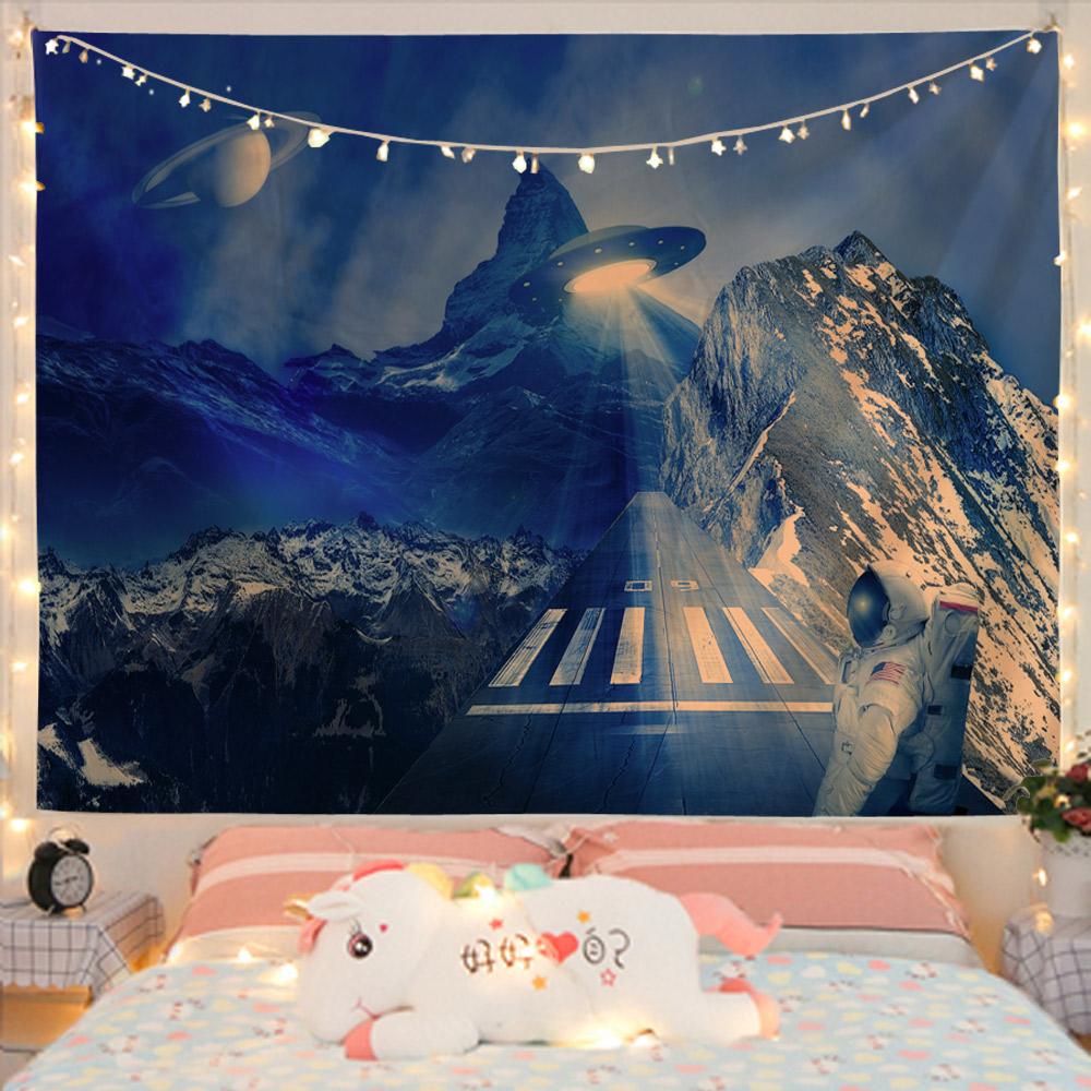 Таинственный гобелен с космическим кораблем, подвесной экзопланет, общежитие, Звезда Вселенной, спальня, гостиная, домашний декор