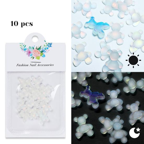 10 шт. Украшения для ногтей, яркие цвета, креативная форма, потрясающий визуальный эффект, невыцветающие светящиеся 3D-медведи, украшения для маникюра