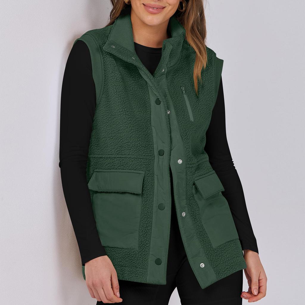 Женский лоскутный безрукавный жилет из овечьей шерсти, повседневный, универсальный, теплый