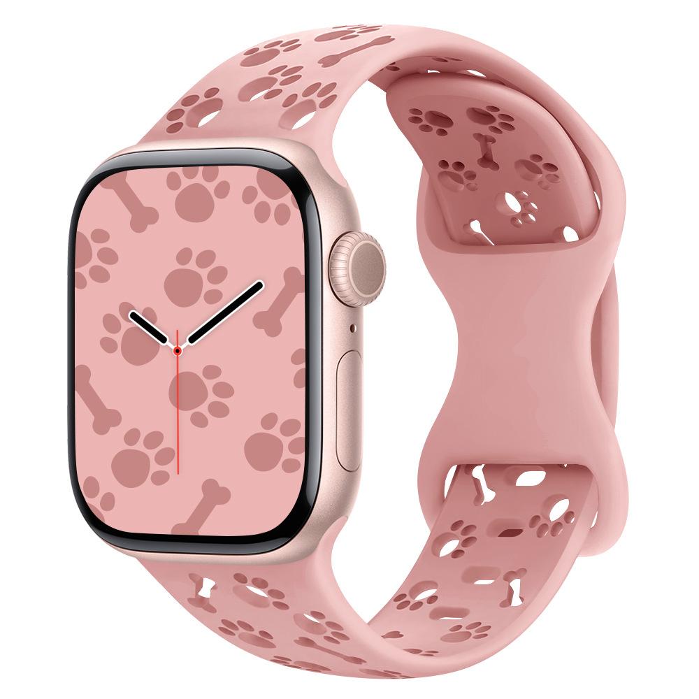 Suitable For Applewatch Apple S10 Generation Watch Iwatch987Se Hollow Dog Paw Bone Silicone Strap
