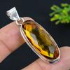 Подарочный кулон ручной работы из стерлингового серебра 925 пробы с натуральным цитрином 2,13 дюйма O7i53