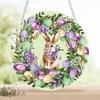 Round Stained Glass Style Window Hangings 5.9 Inch Colorful Sun Catcher with Chain for Indoor Outdoor Decor Light Reflection Artistic Gift