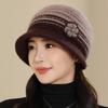 Middle Aged Elderly People's Hats with Western Style Warmth Thick Velvet Knitted Hats, Winter Grandma Ear Protection Woolen Hats