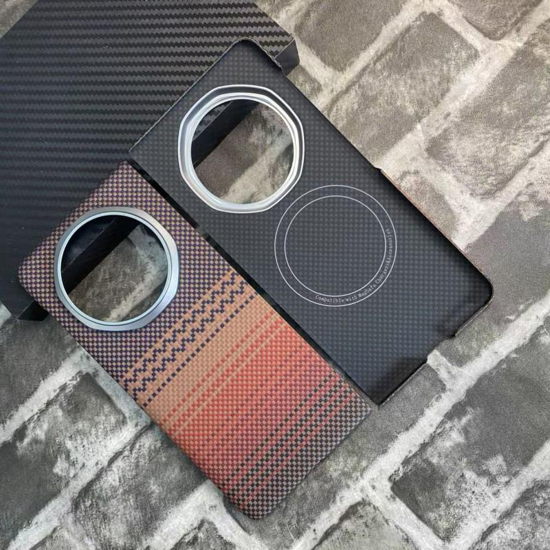 Honor Magic V5 Kevlar Carbon Fiber Magnetic Case With Metal Frame Heat Dissipation Protection Cover