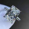 Sterling New Fashion Big Square Crystal Stone Wedding Bridal Ring for Women Luxury Engagement Party Anniversary
