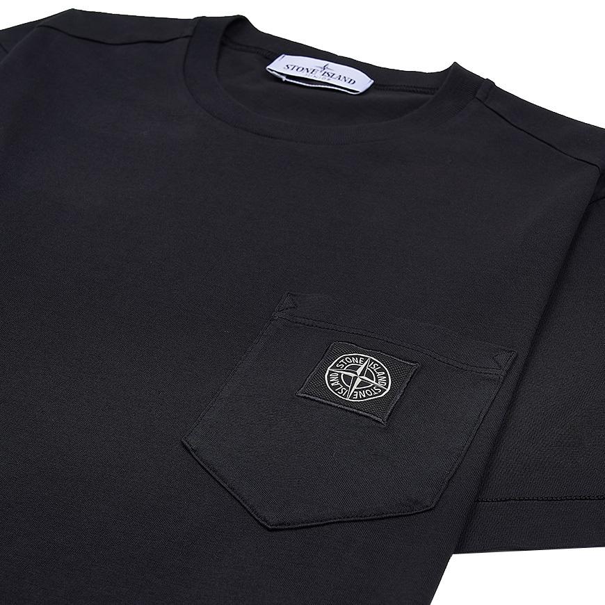 STONE ISLAND Футболка с принтом логотипа, круглый вырез, короткий рукав, детские топы, черный 801620347-V0029