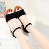 Женская обувь 2018 лето корейская версия мода обувь с открытым носком сандалии низкий каблук ремешок на одном слове женская обувь