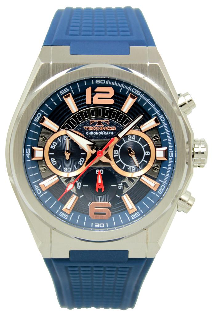 [Technos] Часы-хронограф 10 ATM Водонепроницаемость T8B84SN Мужские Синие