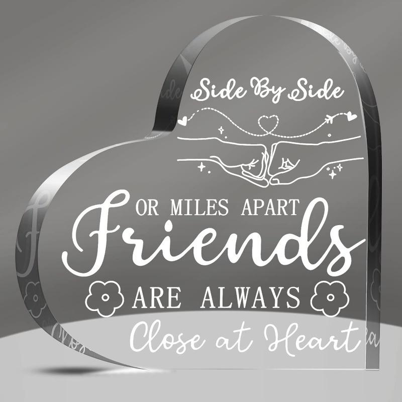"Side by Side or Miles Apart" Friendship Keepsake - Floral Acrylic Gift for Best Friends