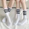 5 pairs of men's and women's double-cushion mesh 3-line long socks