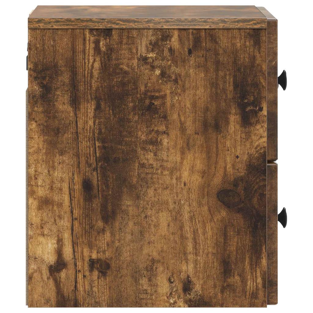 Wall Mounted Nightstand 2 pcs Smoked Oak Wood Based Material