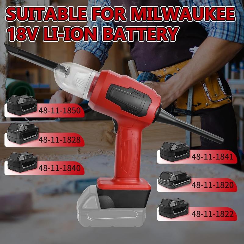 Автомобильный пылесос 3-в-1 Замена для аккумуляторов DeWalt/Makita/Milwaukee 18V Электрический пылесос Двойное использование для дома и автомобиля для чистки автомобиля