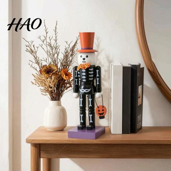 Gift for Halloween Lovers Nutcracker Figurine, 10 Inch Spooky Skeleton Statue, Scary Indoor Tabletop Ornament Gothic Table Centerpiece, Collectible