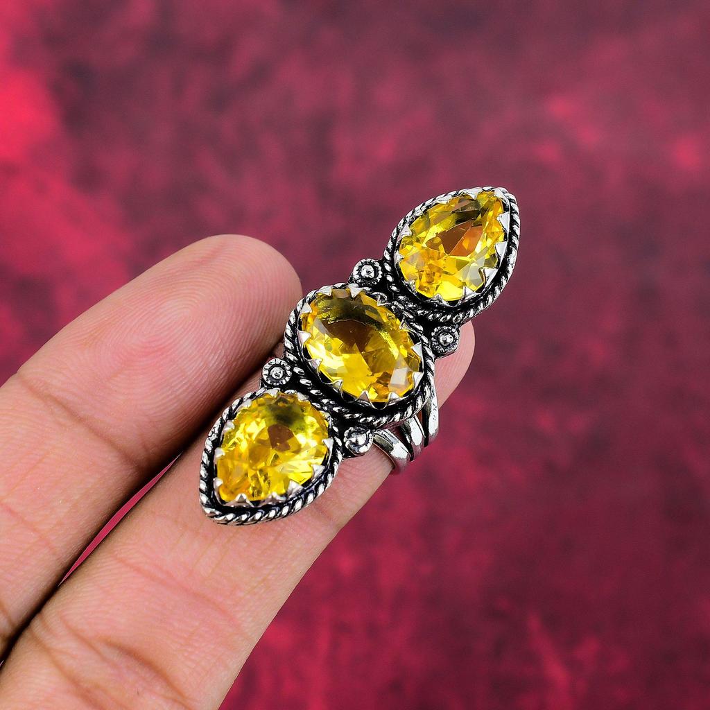 Кольцо с цитрином, ювелирные изделия из стерлингового серебра 925 пробы, кольцо ручной работы, на День Благодарения