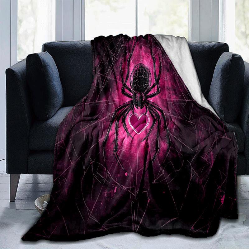 1pc Spider Printing Lightweight Flannel Blanket, Comfortable and Warm Blanket, for Camping Sofa Bed and Couch Office, Suitable for Gift Blank