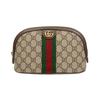 GUCCI Ophidia old flower logo striped webbing canvas patch leather handbag toiletry bag makeup bag large female model blackwood/brown