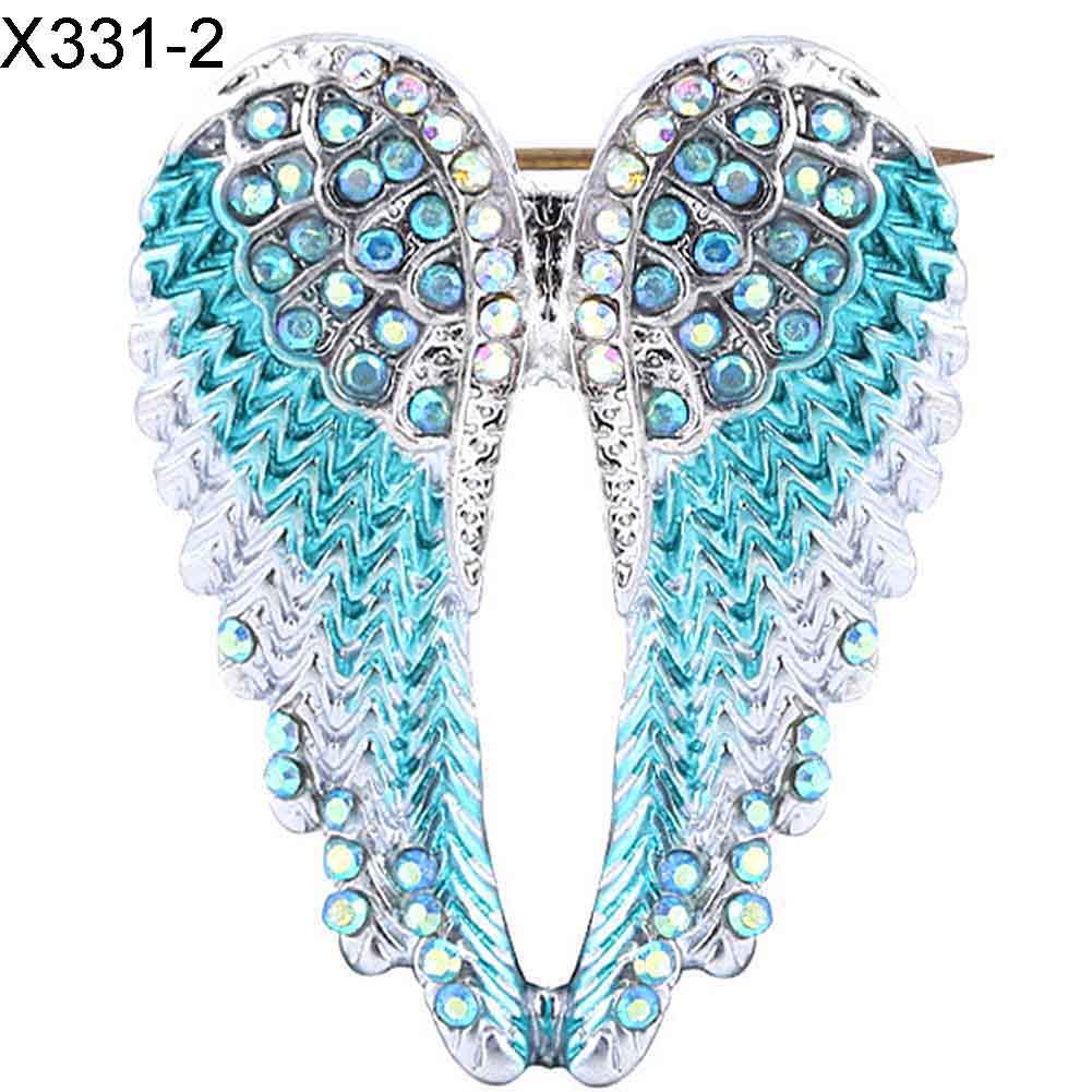 TJA Rhinestone Inlaid Angel Wing Brooch Pin Cardigan Scarf Corsage Badge Decor