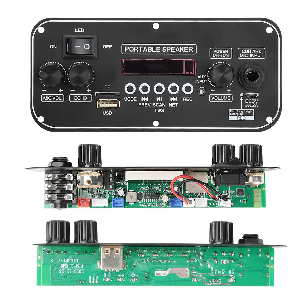 D152BT DC3.7-5V MP3 Bluetooth 5.1 Decoding Board FM USB TF Portable Speaker Amplifier Board 2*10W with Amplifier
