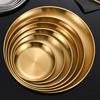 Stainless Steel Dinner Plates Round Salad Serving Plate Easy To Clean Pizza Fruit Bowl for Home Kitchen Outdoor Camping BBQ