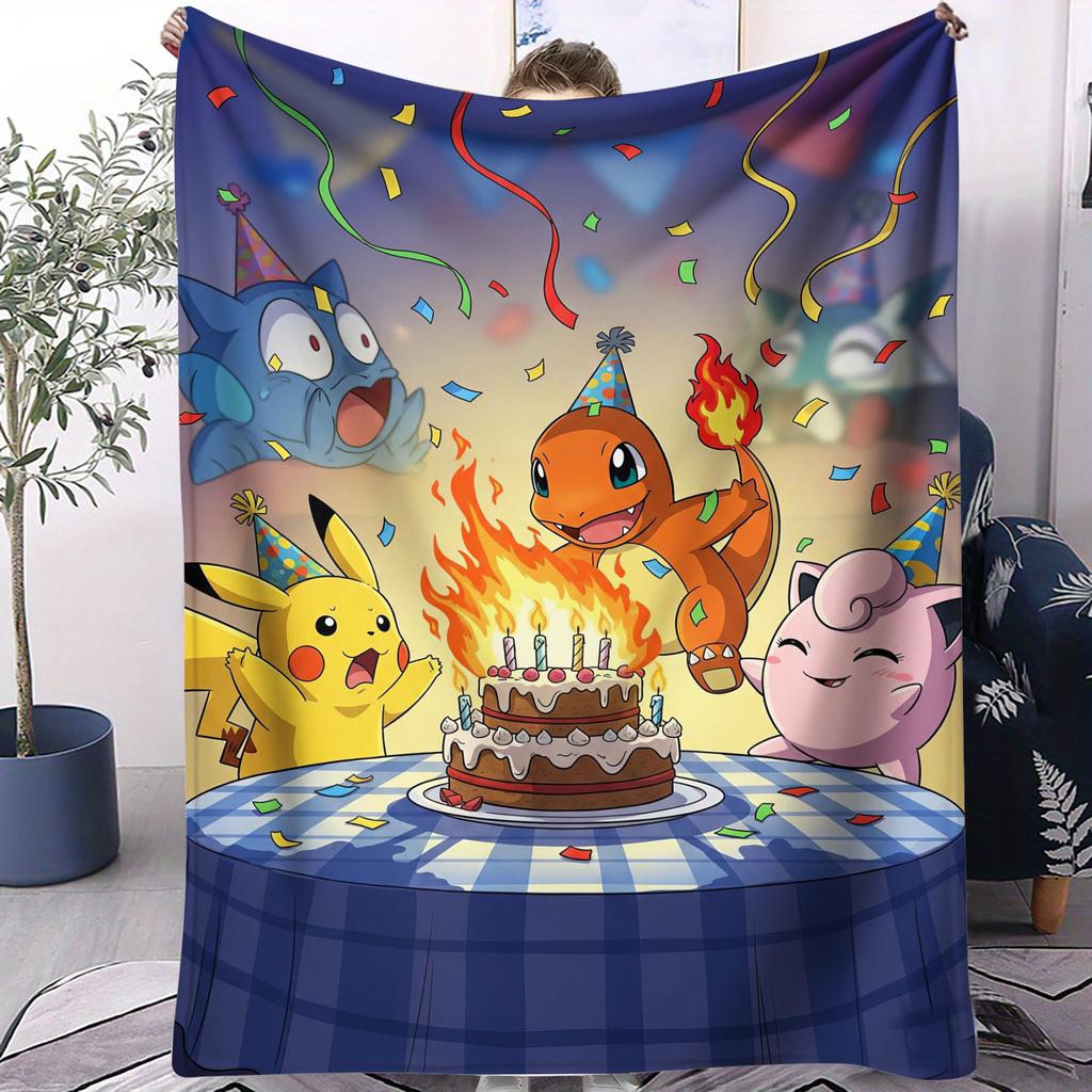 Hot Pokemon Printed Air Conditioning Blanket Soft Lightweight Small Cover For Beds Sofas Cars Offices Nap Fan Gift All Seasons