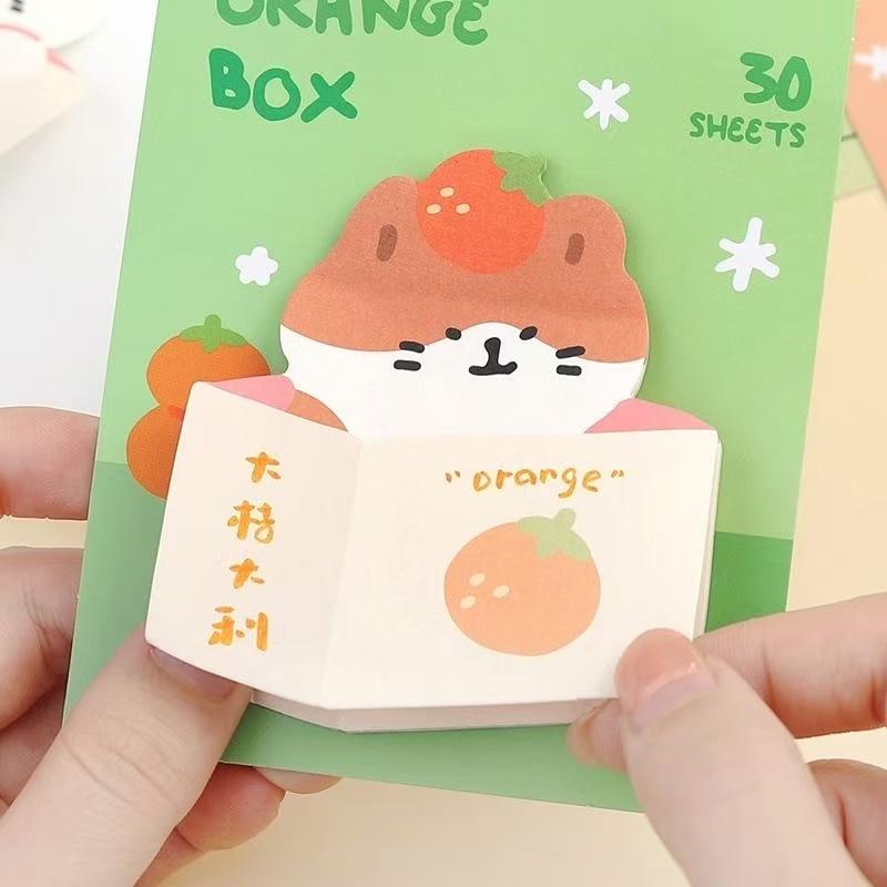 Kawai Lovely Box Kitten Cute Cartoon Animal Special Shaped Note High Value Handbook Message Office N Times Sticker Sticky Gift